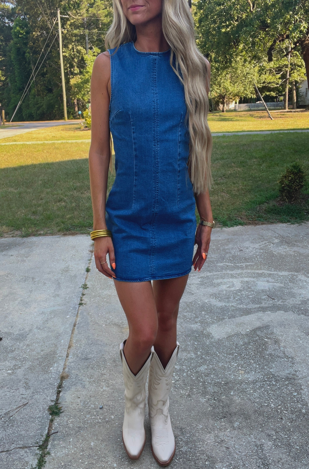 Georgia Denim ￼Sleeveless Dress