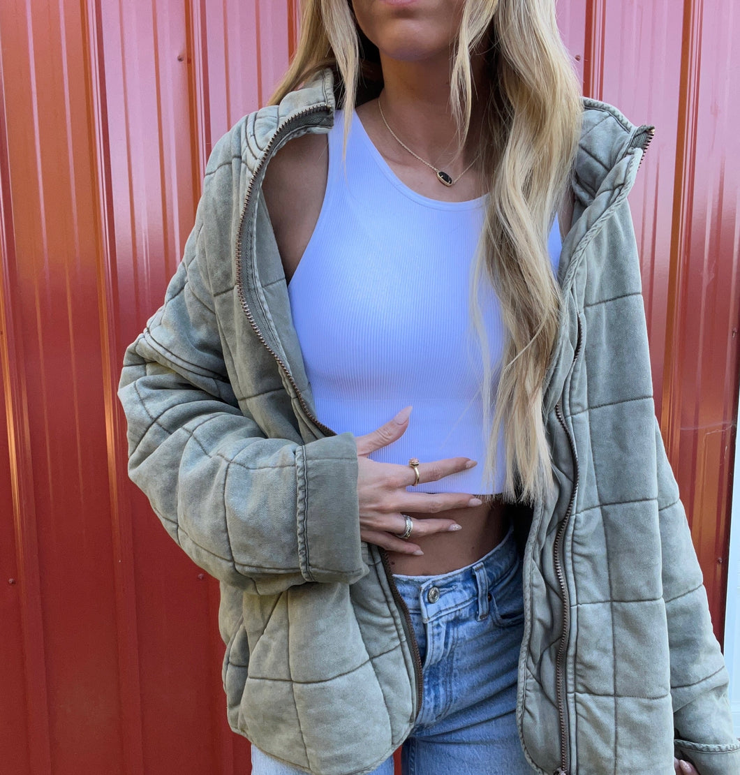 Oversized Olive Knit Jacket